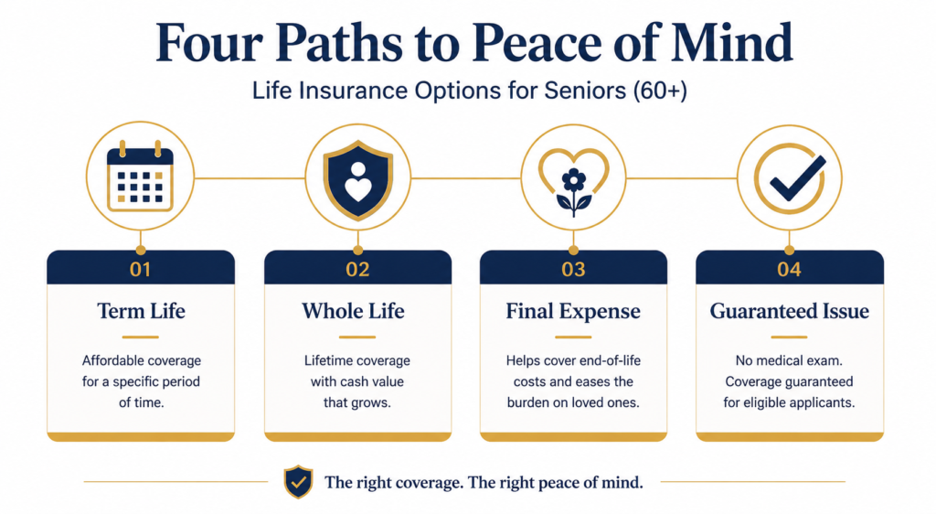 Four life insurance for seniors options explained