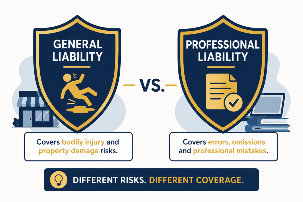 General liability vs professional liability insurance coverage differences