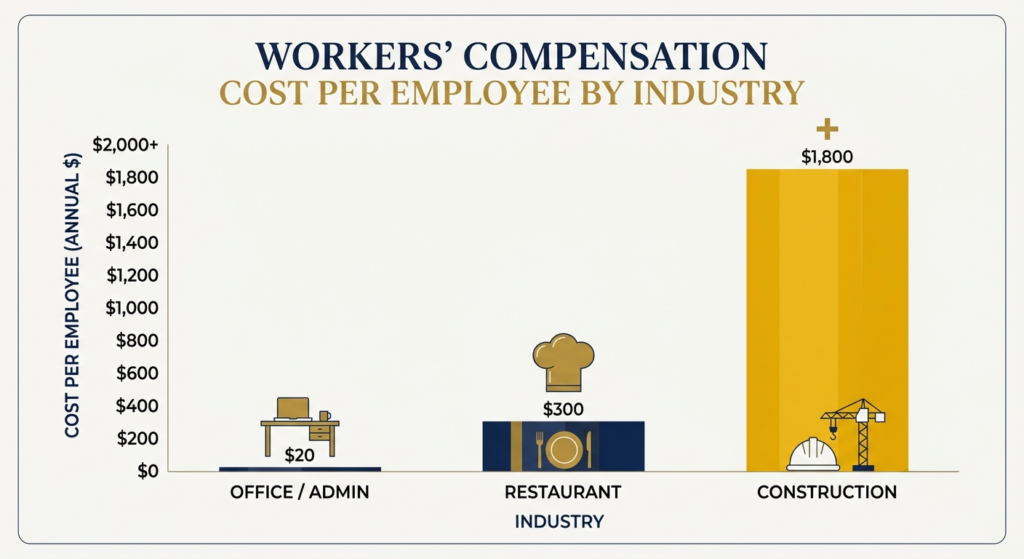 Workers' compensation insurance for small business cost by industry